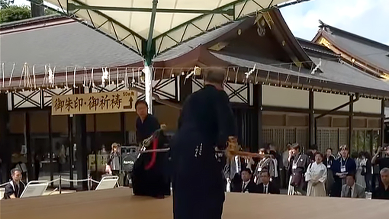第16回鹿島神宮奉納日本古武道交流演武大会で演武した尾張貫流槍術1