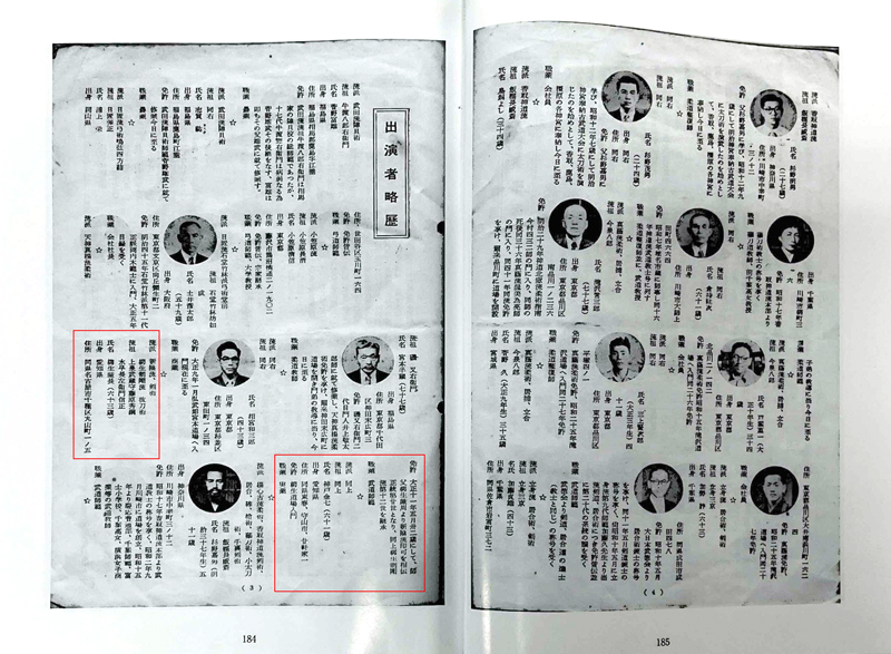 昭和30年に行われた古武道大会の出演者略歴