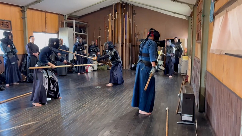 鎌倉春風館との合同練習 槍の地稽古