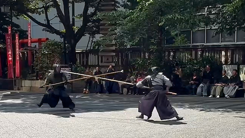 第八回東日本古武道交流演武大会にて槍の自由試合